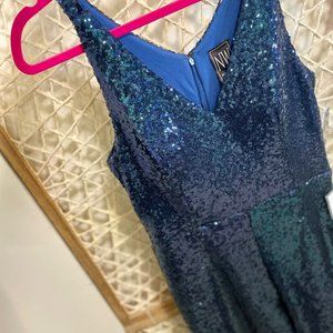 Nightway size 8 blue sequin jumpsuit